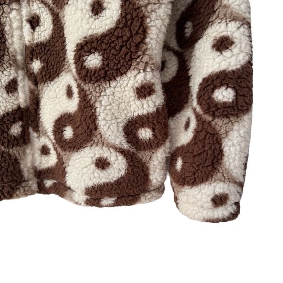 PacSun Royal Sherpa Hoodie | Brown and White | Teddy Fuzzy Jacket Coat, Small - Picture 10 of 16